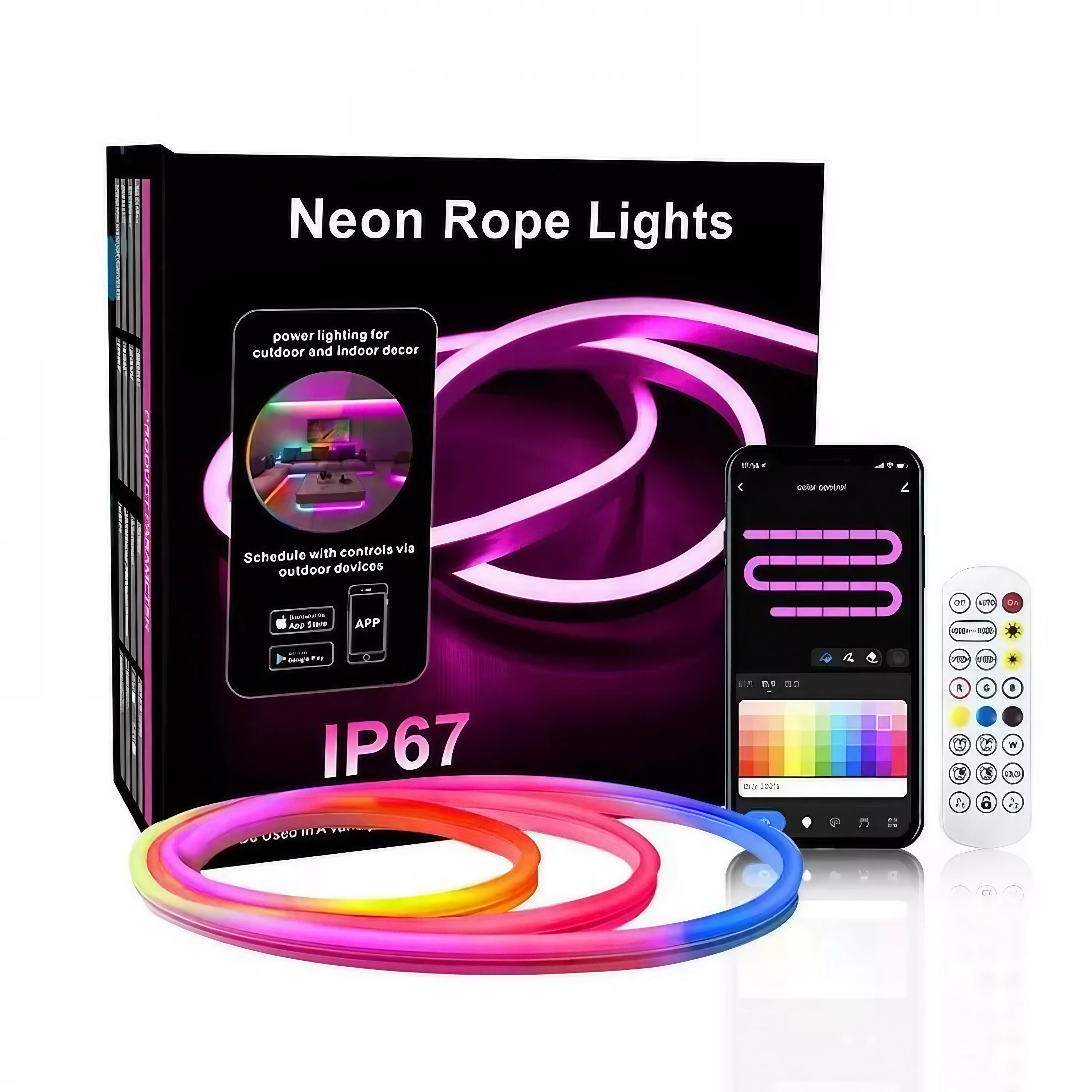 Rgb Rops ᐉ Светодиодная лента RGB Neon Rope гибкая неоновая с пультом 5 м (кт ...