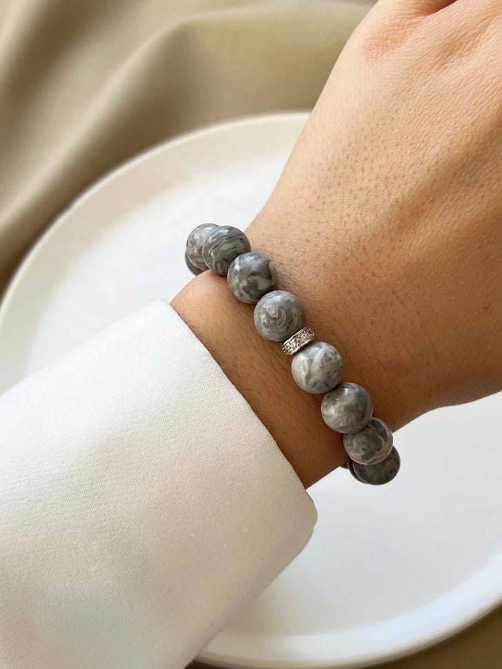 Браслет из яшмы Серый (4455)
