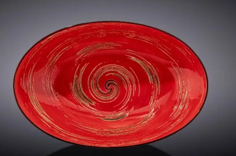 Блюдо овальное глубокое Wilmax SPIRAL RED 25х16,5х6см
