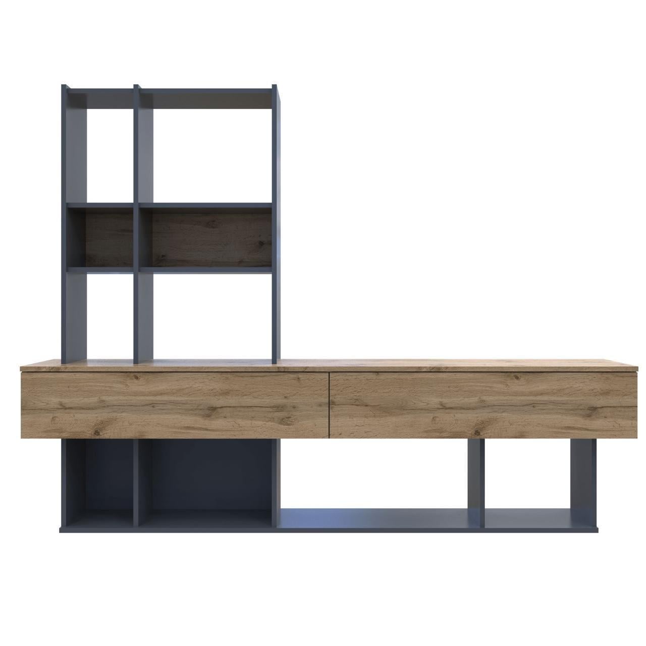 Стенка для гостиной Doros Нота 195х42х147 см Графит/Дуб Эвок (DRS-011334)