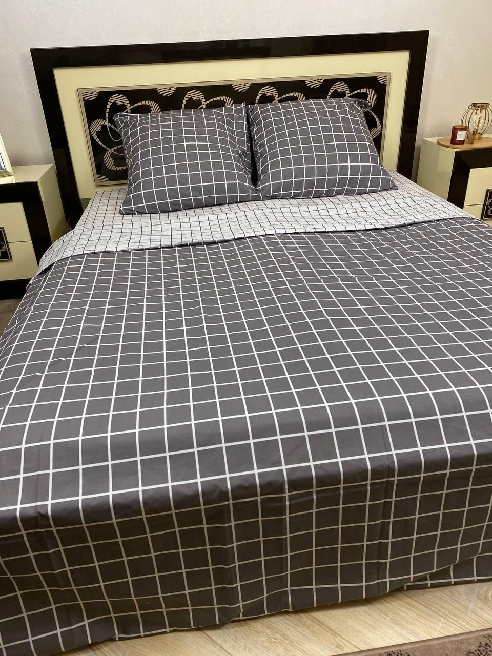 Комплект постільної білизни В клітинку 200х220 см євро бавовняний 70х70 см Сірий з білим - фото 6 Комплект постільної білизни В клітинку 200х220 см євро бавовняний 70х70 см Сірий з білим - фото 6
