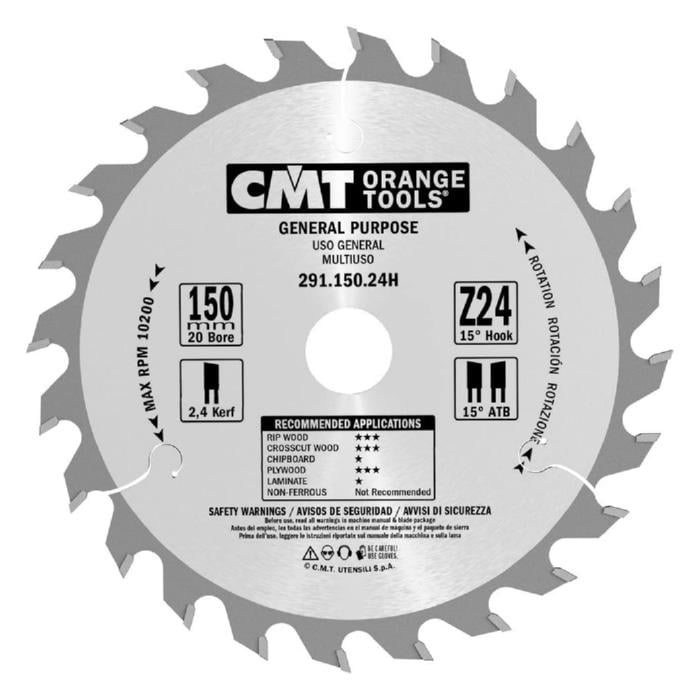 Диск пильный CMT Z 24 АТВ 150х2,4х20 мм 291.150.24H (14125)