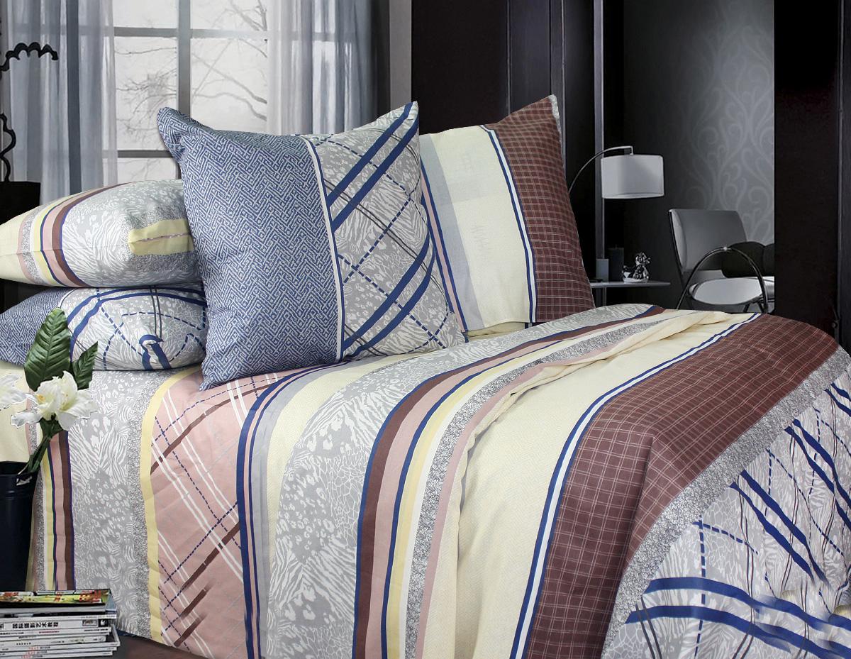 Простынь Т0318 145х214 см Синий/Коричневый (125565)