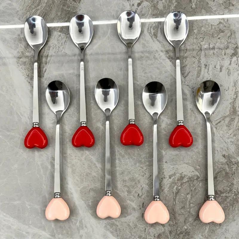 Ложка десертная с сердцем из нержавеющей стали 1 шт. Серебристый с красным (2689612545) - фото 6 Ложка десертная с сердцем из нержавеющей стали 1 шт. Серебристый с красным (2689612545) - фото 6