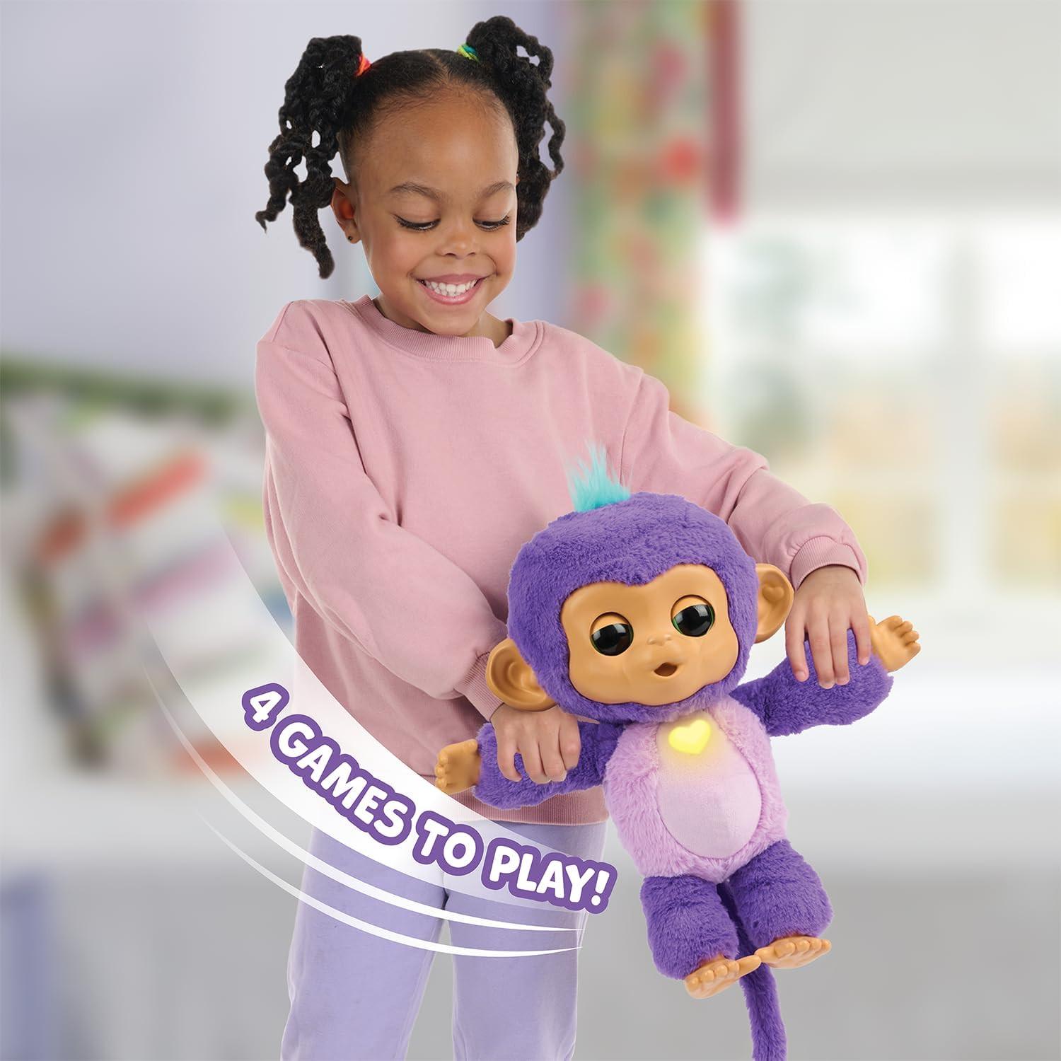 Мягкая игрушка WowWee Fingerlings Интерактивная обезьянка Санни Care 'n' Cuddles Interactive Baby Monkey Sunny (WWF18) - фото 4 Мягкая игрушка WowWee Fingerlings Интерактивная обезьянка Санни Care 'n' Cuddles Interactive Baby Monkey Sunny (WWF18) - фото 4