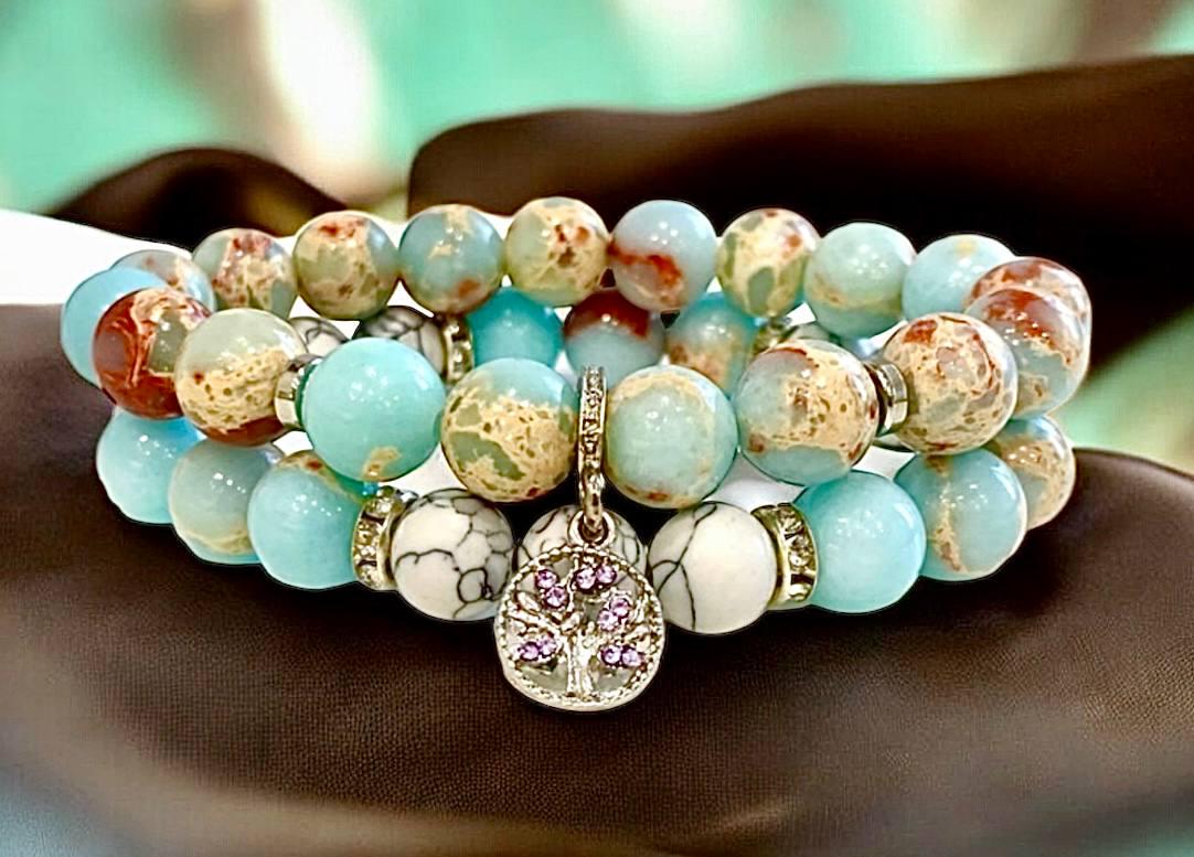 Браслет LITAURS из натурального камня варисцит d 10 мм и металлическими вставками 2 шт. L 18-21 см (250407-1) - фото 3 Браслет LITAURS из натурального камня варисцит d 10 мм и металлическими вставками 2 шт. L 18-21 см (250407-1) - фото 3