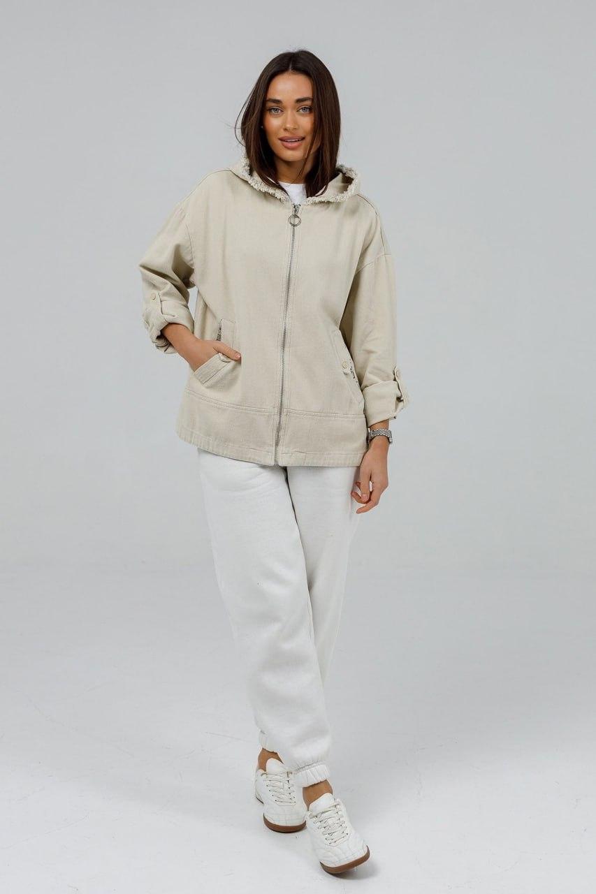 Куртка-толстовка джинсовая женская 6XL Бежевый (019b/6XL)