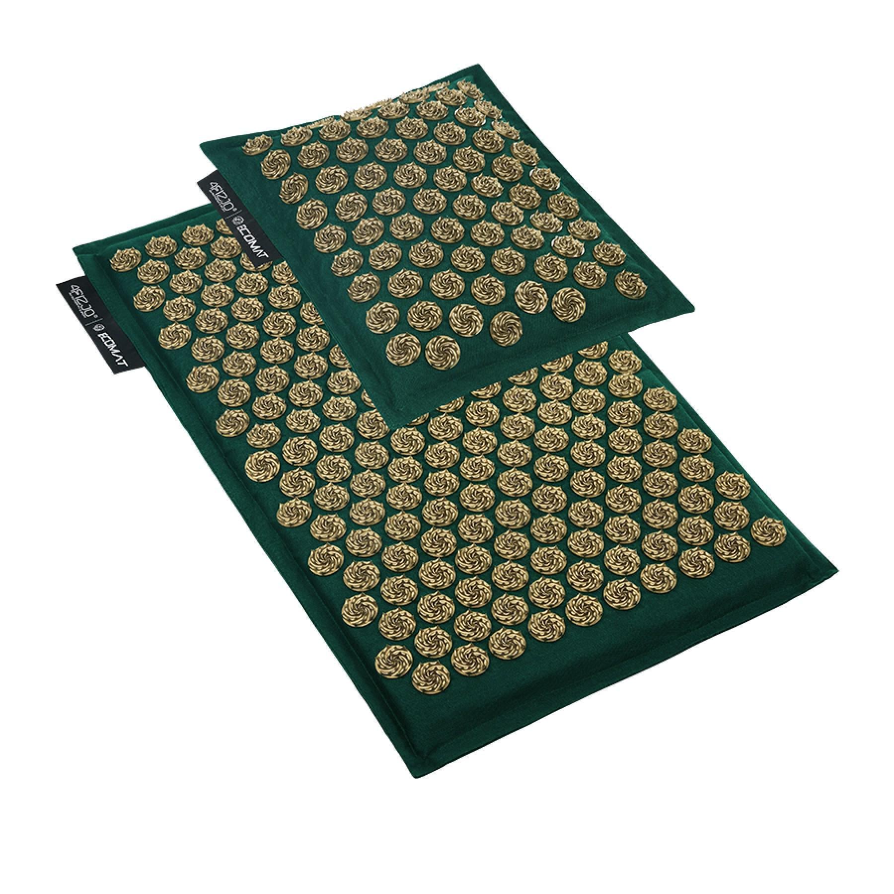 Коврик акупунктурный 4FIZJO Eco Mat Аппликатор Кузнецова с подушкой 68x42 см Navy Green/Gold (25816)