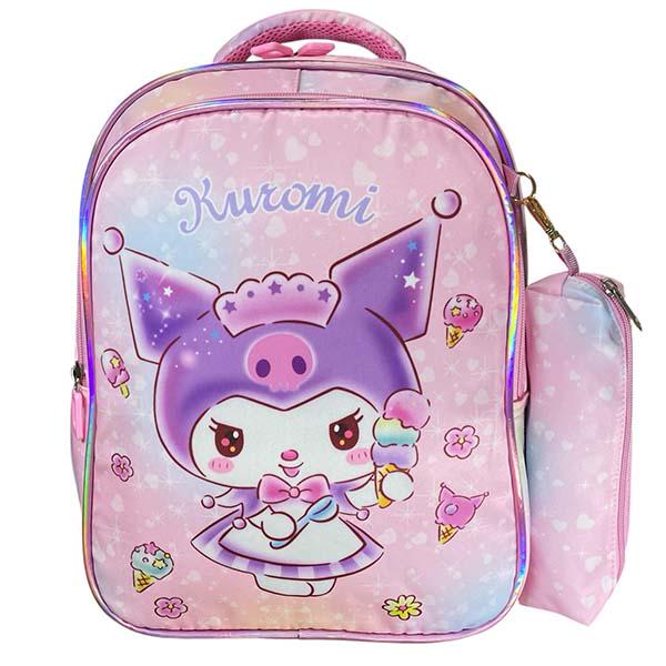 Рюкзак шкільний з пеналом Kuromi 36х30х12 см Рожевий (ЦБ-00034050)