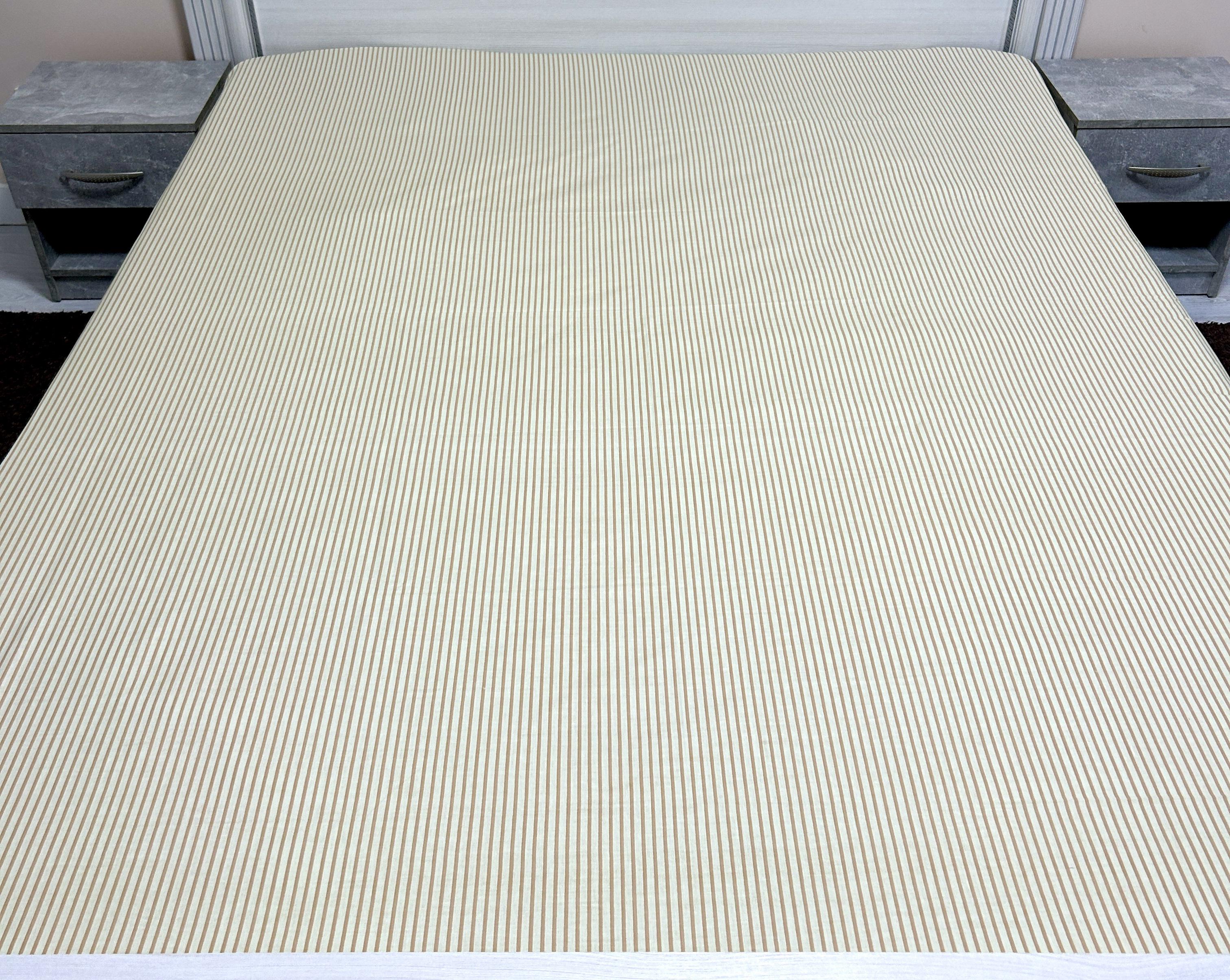 Простынь на резинке в полоску из бязи голд 160х200 см Лимон (15015546)