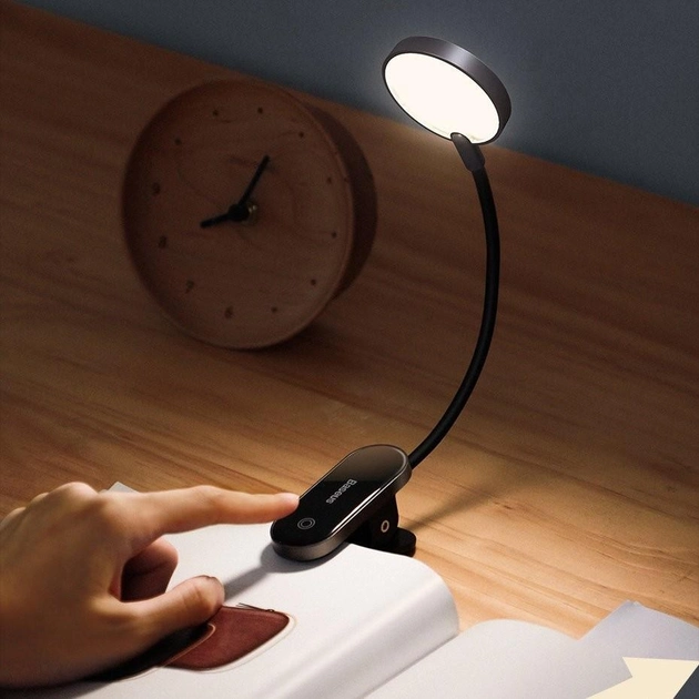 Лампа портативная на прищепке BASEUS Comfort Reading Mini Clip Lamp переносная со встроенным аккумулятором 350 mAh Grey (DGRAD-0G) - фото 2