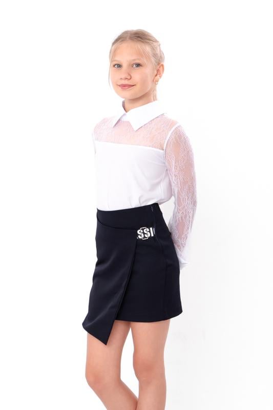 Спідниця шкільна з запахом Носи Своє 158 см Темно-синій (6146-080 см )