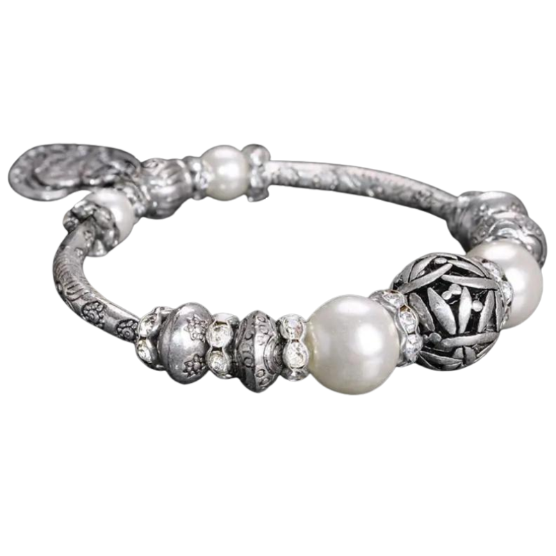 Браслет Pandora с искусственным жемчугом и стразами (GF- DSC0077)