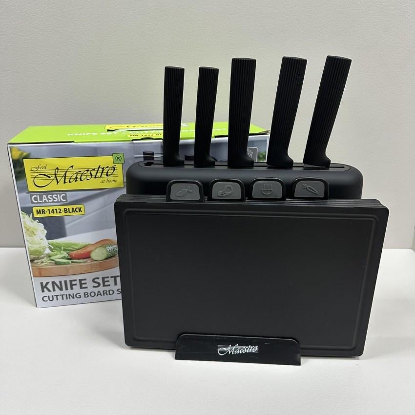 Набор ножей и разделочных досок Maestro MR-1412-2 на подставке 10 предметов Black