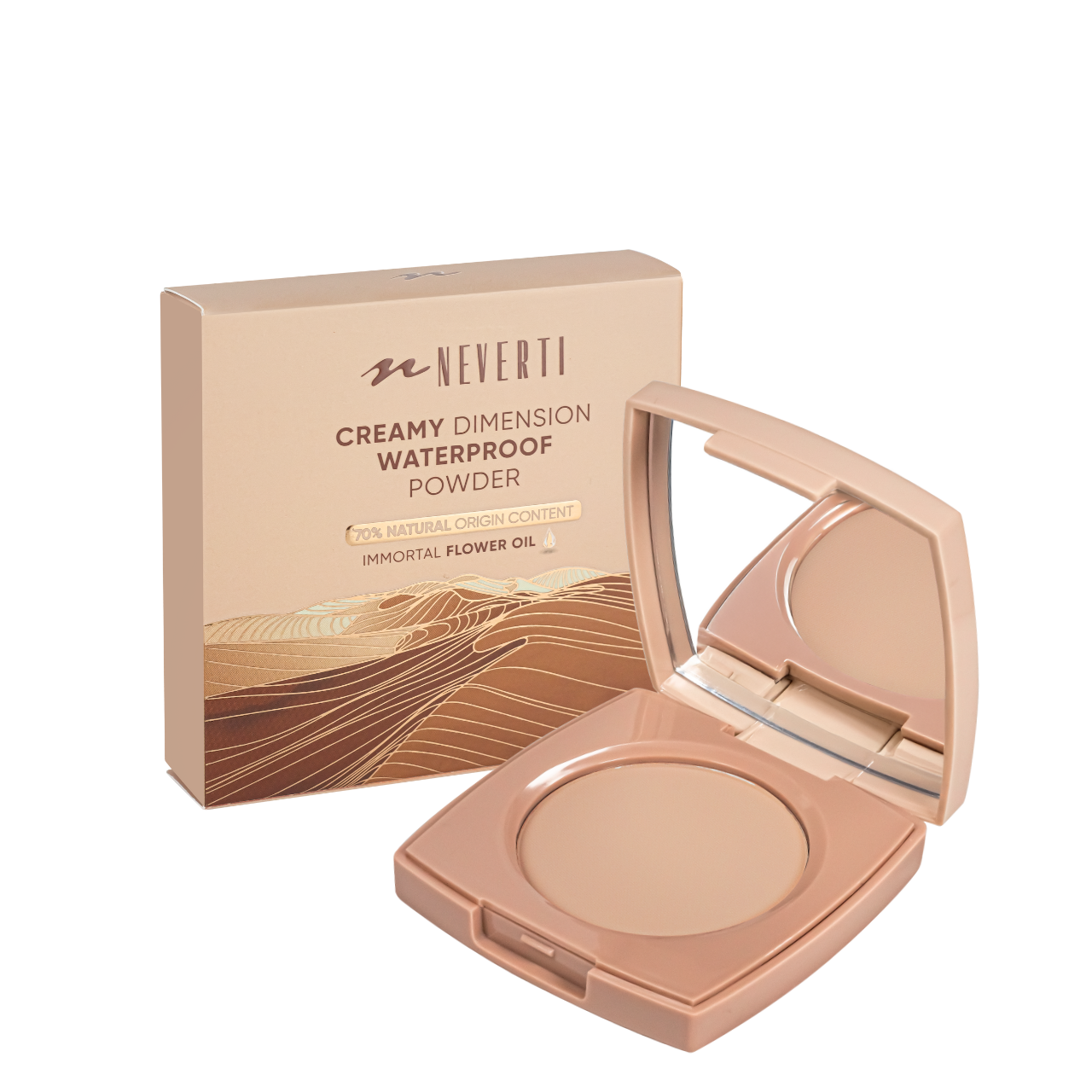 Пудра для обличчя водостійка компактна Neverti Creamy Dimension NP202 005 Warm Beige Тепла Бежевий (2560503569)