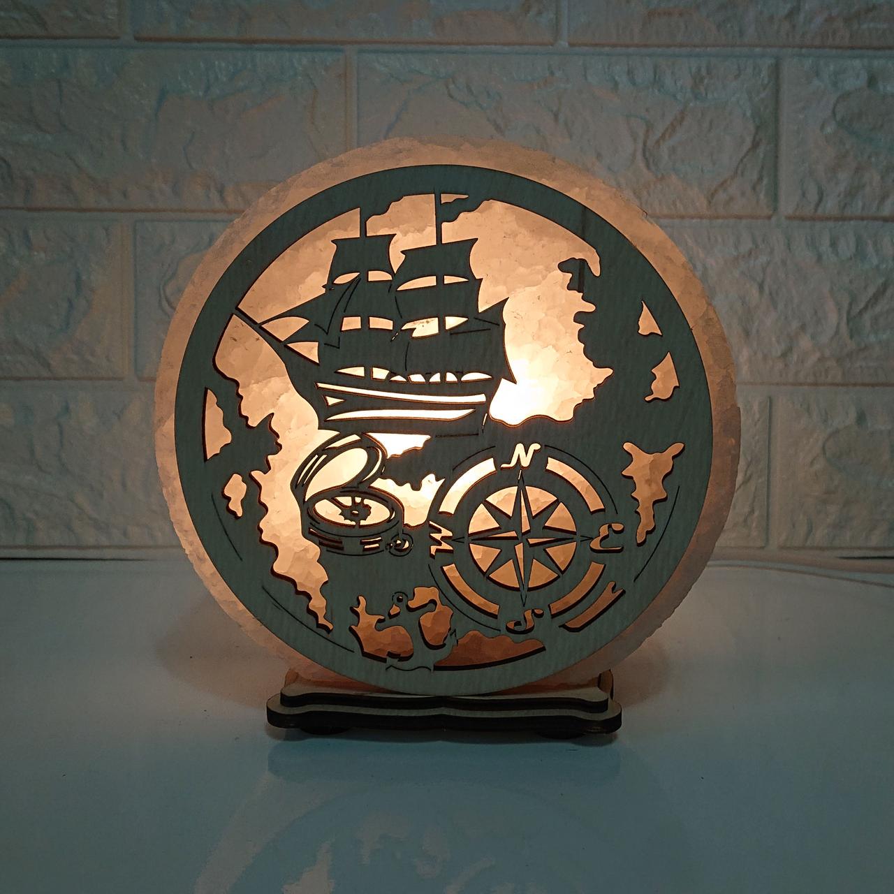 Соляной светильник Корабль и компас (KБ-00023-y)