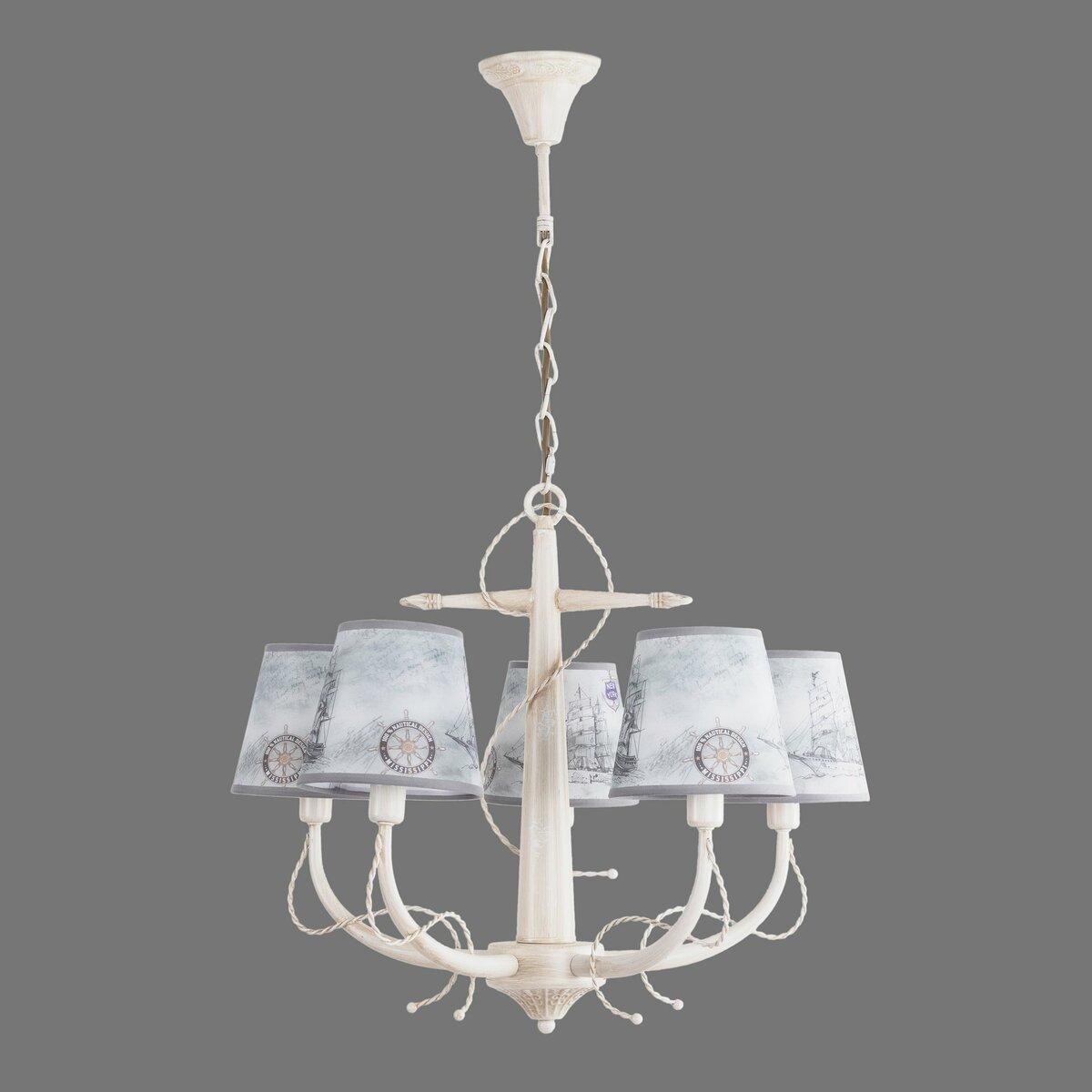 Люстра Sirius на пять абажуров под лампы Е14 с деревянным каркасом Бежевый (YG 18316-5P)