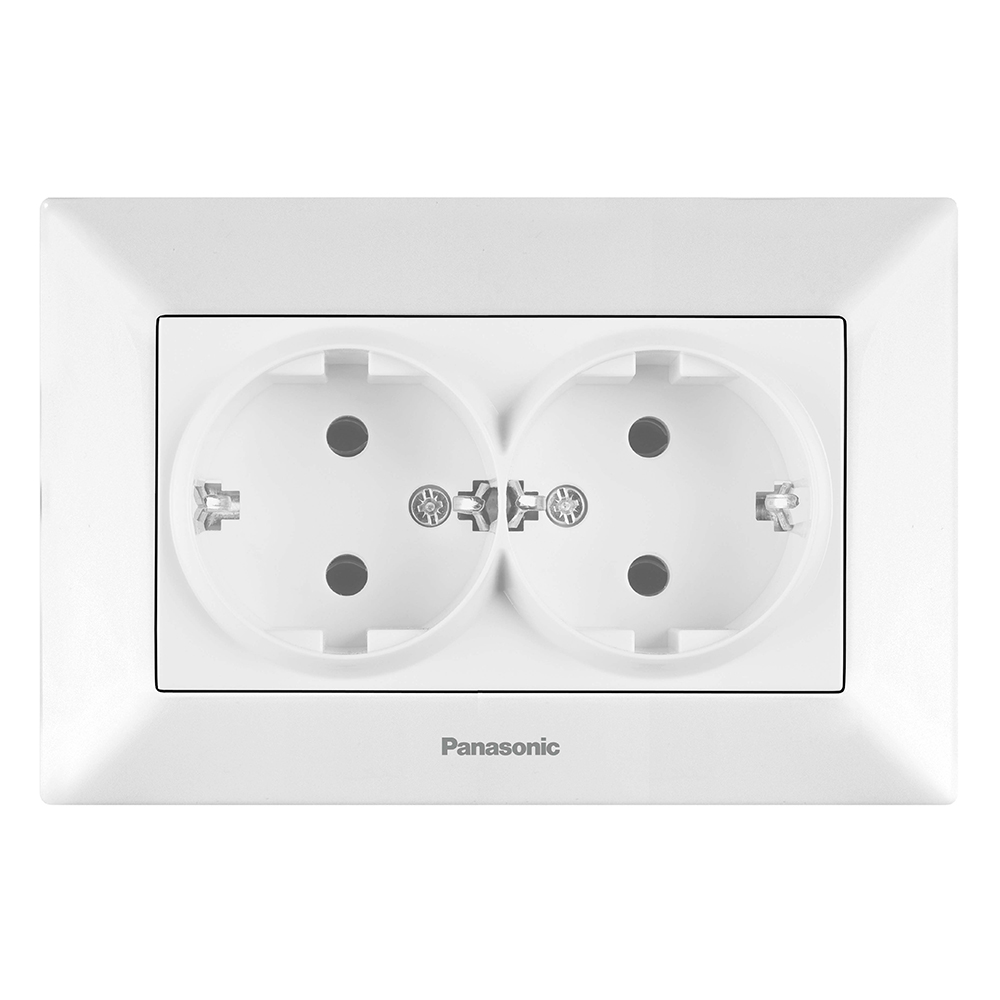 Розетка Panasonic Arkedia Slim подвійна із заземленням Білий (22586191)