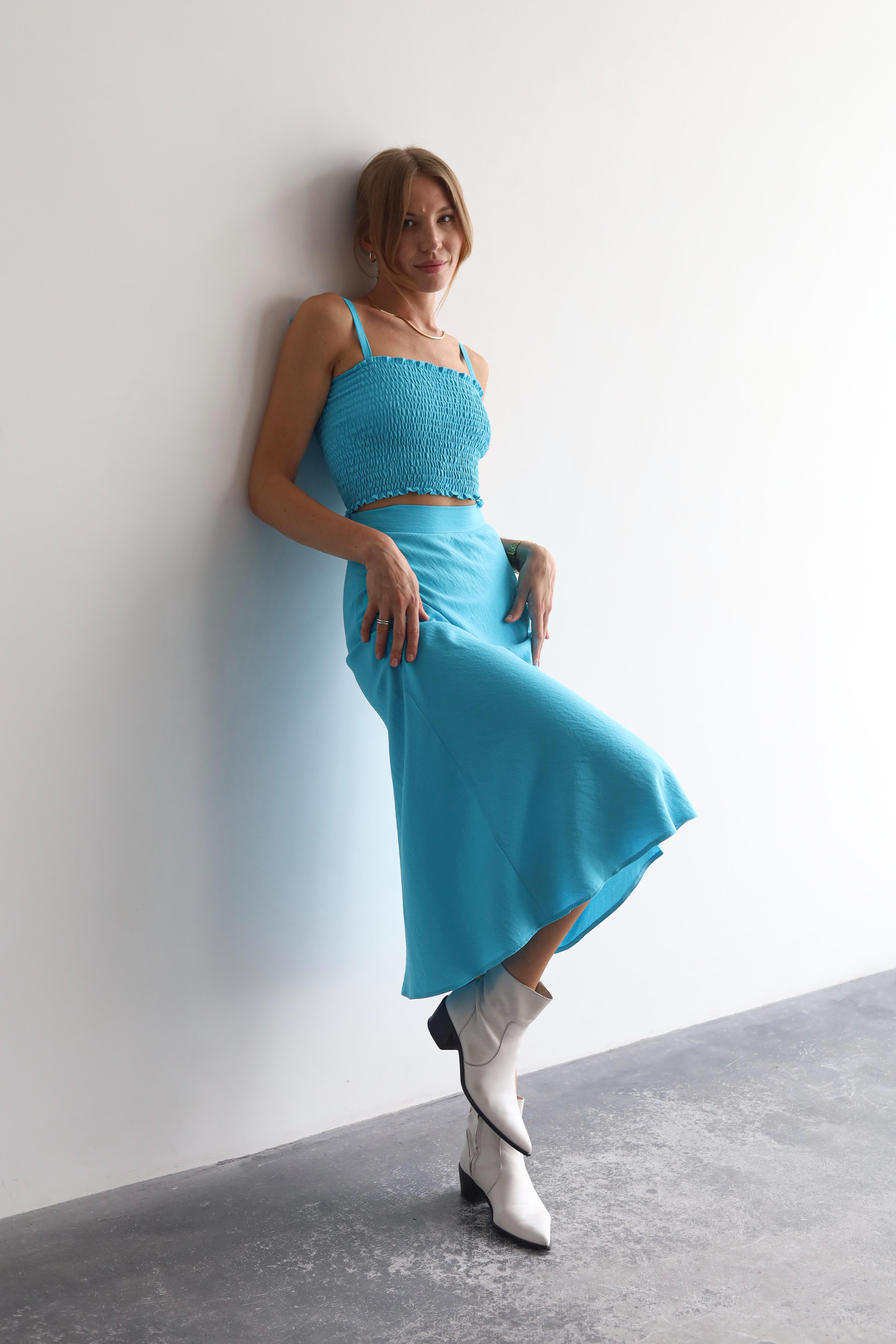 Спідниця-трапеція міді Дика Спідниця M Блакитний (3013) - фото 5 Спідниця-трапеція міді Дика Спідниця M Блакитний (3013) - фото 5