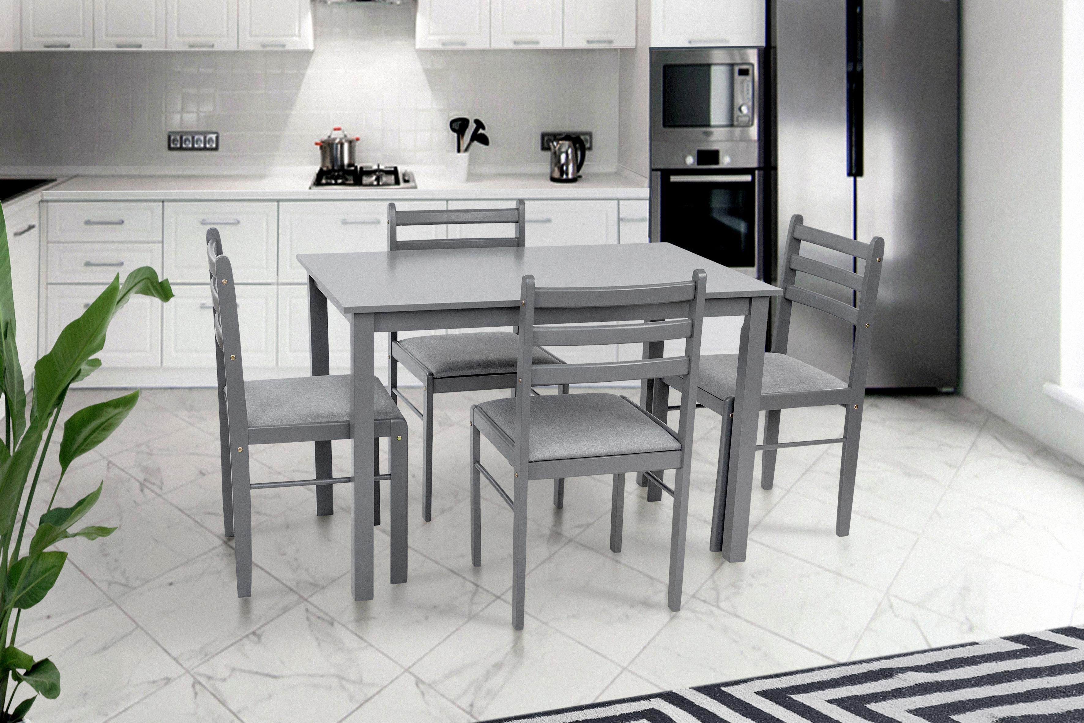 Комплект обеденный Мікс Меблі Джерси стол/4 стулья из МДФ/дерево/ткань Серый (А0056111) - фото 5 Комплект обеденный Мікс Меблі Джерси стол/4 стулья из МДФ/дерево/ткань Серый (А0056111) - фото 5