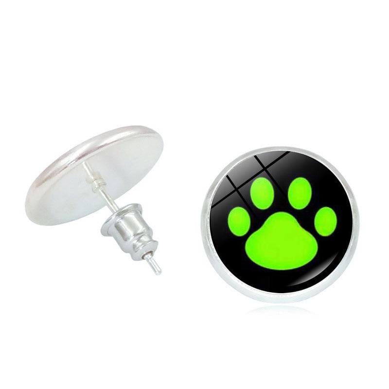 Сережки дитячі Лапка кота 15 мм Чорно-салатовий (125325)