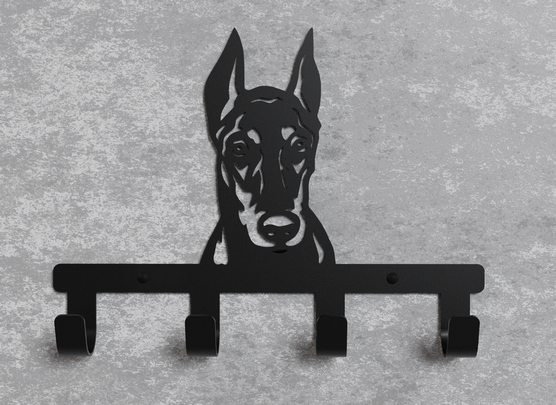 Вешалка настенная Loft-Craft Доберман из металла Черный (AM-020-bk)
