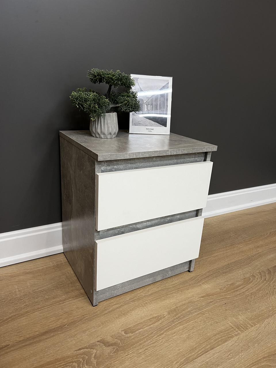 Приліжкова тумба Кватро 2 шухляди 400х480х340 мм Бетон/Білий - фото 5 Приліжкова тумба Кватро 2 шухляди 400х480х340 мм Бетон/Білий - фото 5