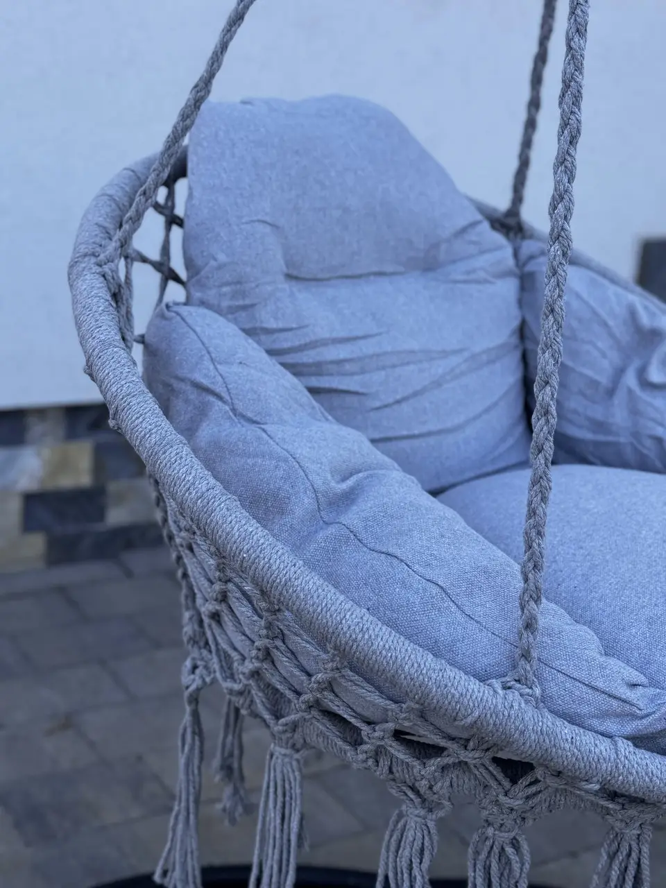 Крісло-гойдалка гніздо підвісне з подушкою DROM T1 бавовна Світло-сірий - фото 4 Крісло-гойдалка гніздо підвісне з подушкою DROM T1 бавовна Світло-сірий - фото 4