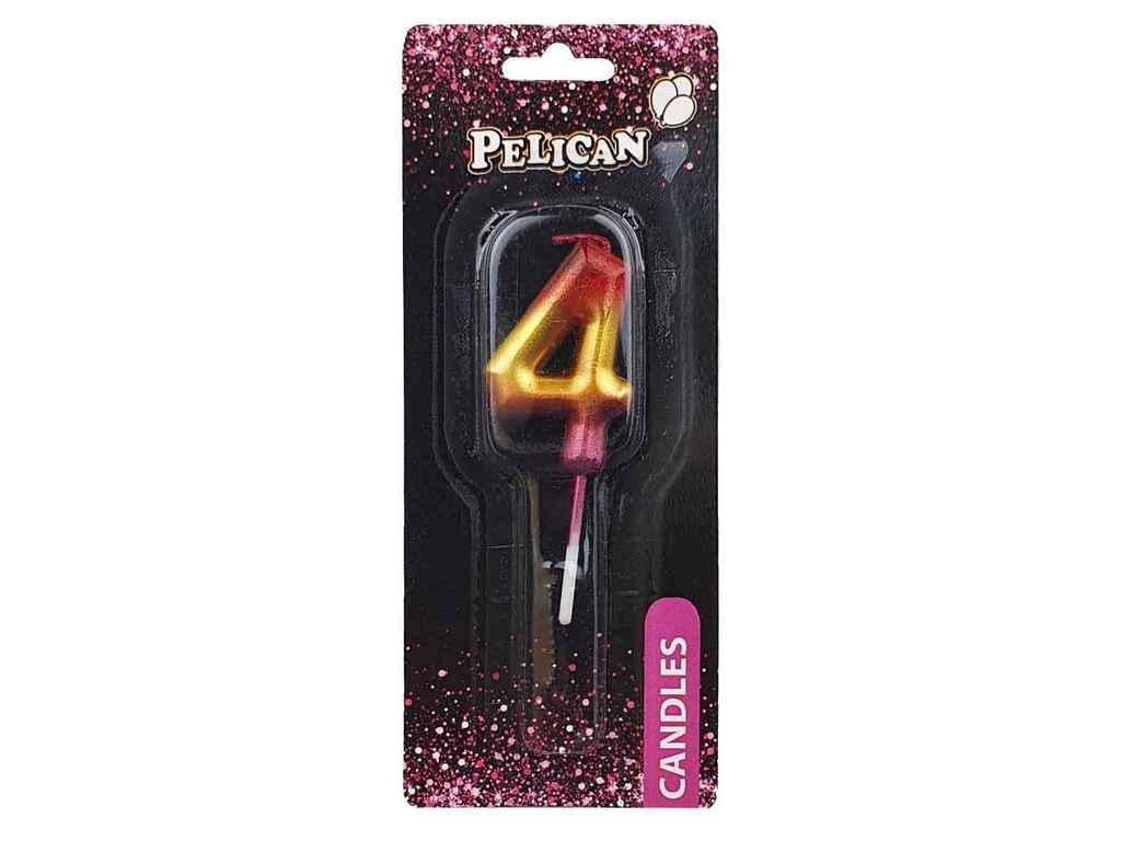 Свеча для торта Pelican цифра 4 4,5 см Разноцветный (864 564)