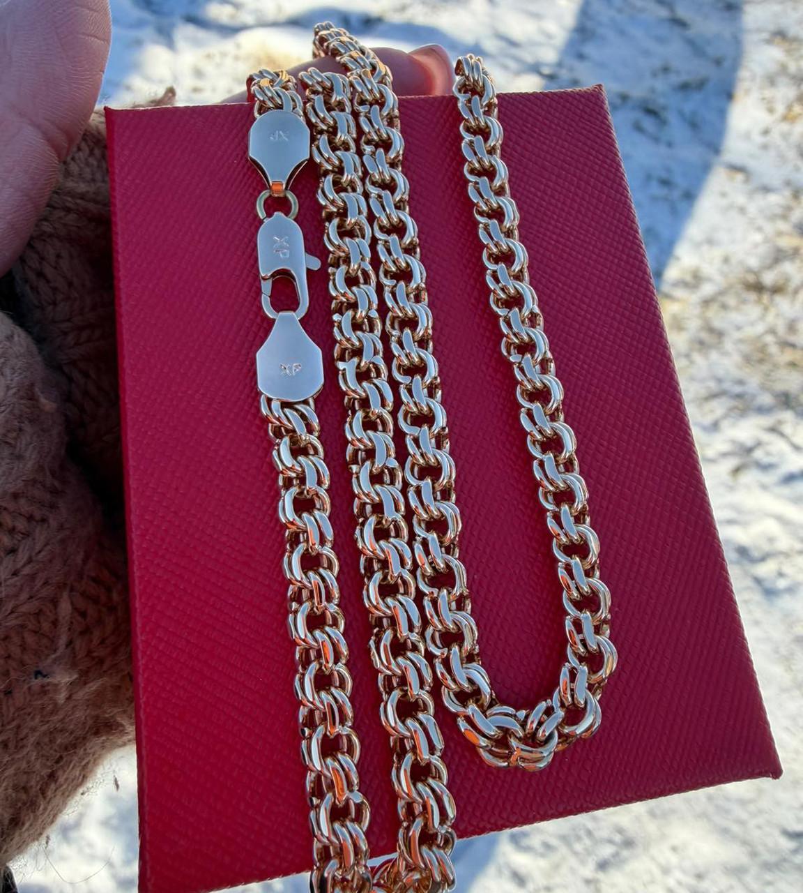 Ланцюжок Xuping плетіння кардинал бісмарк 50 см 6 мм 18 к 585п Золотий (82-058)