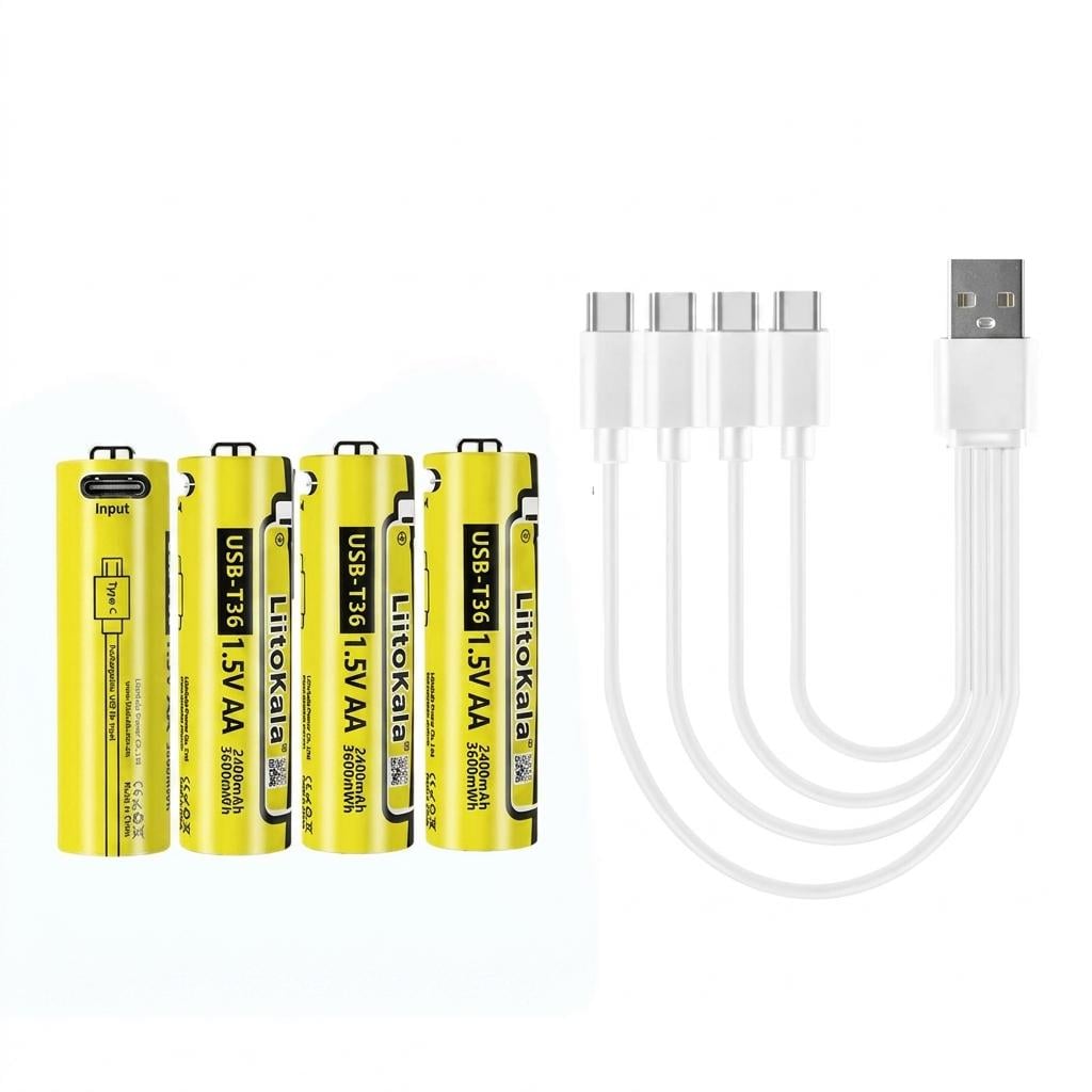 Батарейки аккумуляторные AA LiitoKala USB-C 1,5 В 2400 мАч литиевые 4 шт. (34032343)