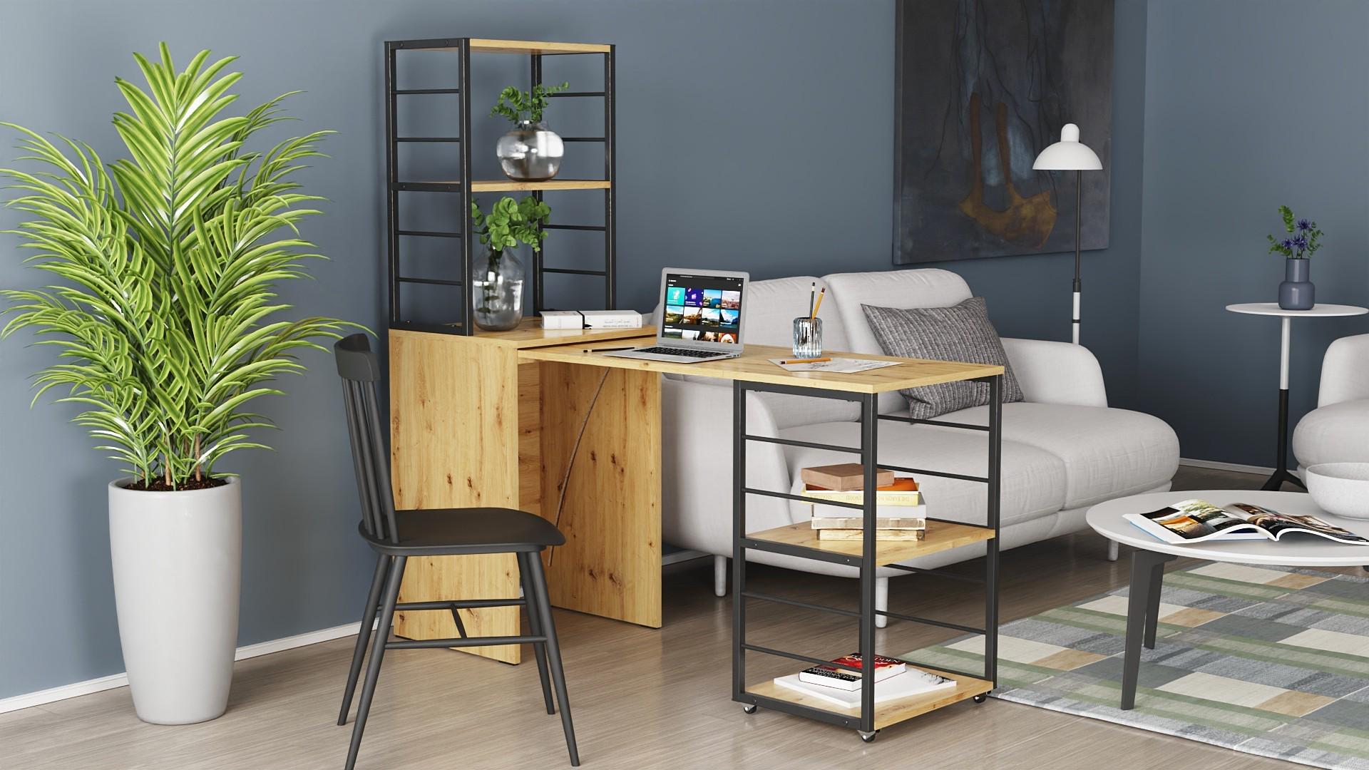 Стіл-тумба трансформер Ferrum-decor Смарт 3/1 з етажеркою метал/ДСП 16 мм 1430x1450x500 мм Чорний/Дуб Артизан (FRD-105114) - фото 1 Стіл-тумба трансформер Ferrum-decor Смарт 3/1 з етажеркою метал/ДСП 16 мм 1430x1450x500 мм Чорний/Дуб Артизан (FRD-105114) - фото 1