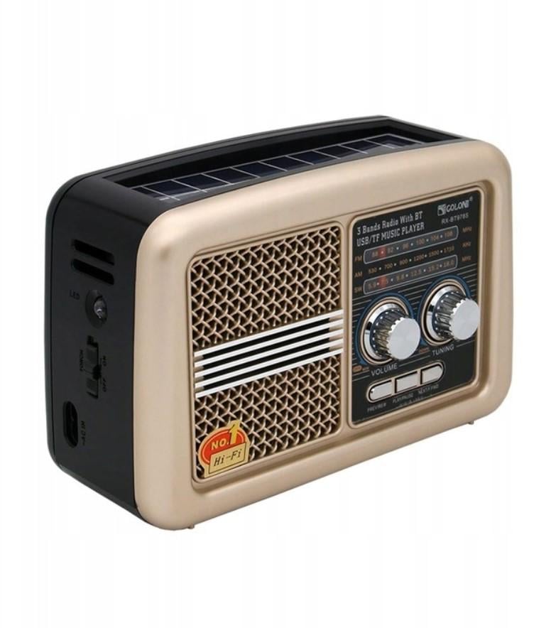Радиоприемник Golon RX-BT978S с солнечной панелью и встроенным аккумулятором Золотой (24365532) Радиоприемник Golon RX-BT978S с солнечной панелью и встроенным аккумулятором Золотой (24365532)