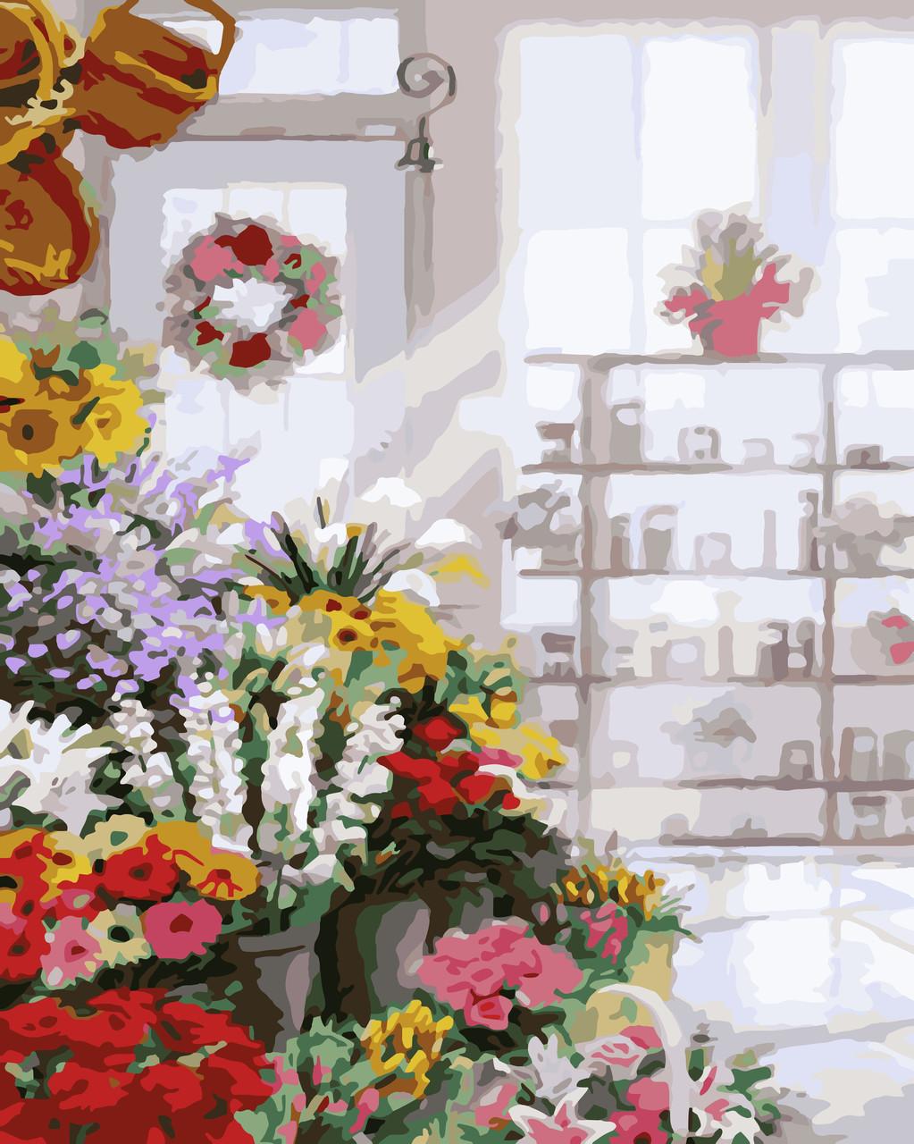 Картина по номерам Идейка В цветочном магазине 40x50 см (skl-КНО2023)