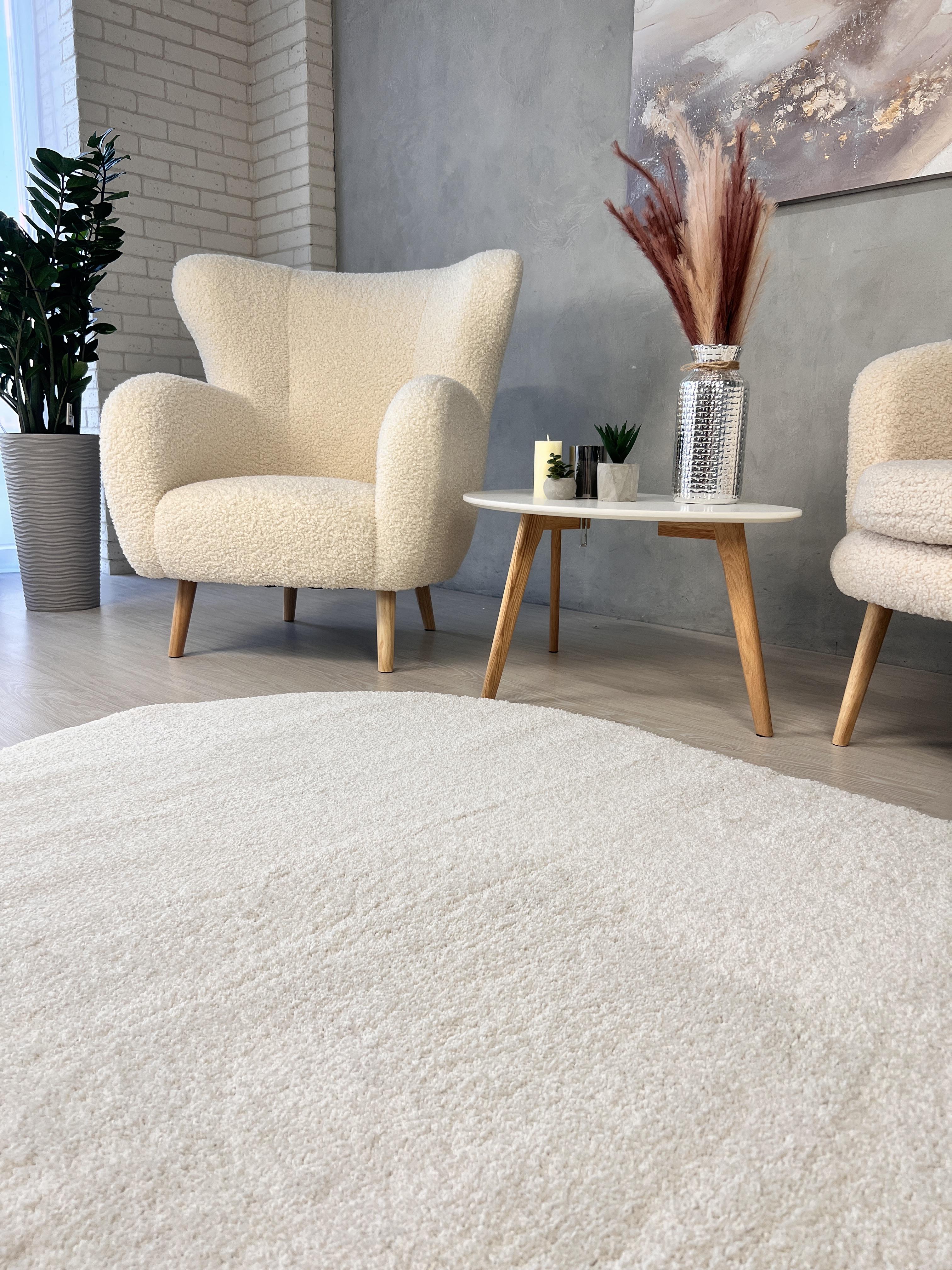 Пушистый ковер Super Softness шегги овал 80x150 см Кремовый/Белый (2144/F401RО8) - фото 6