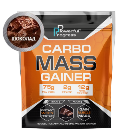 Гейнер високовуглеводний для набору ваги Powerful Progress Mass Gainer Шоколад 4 кг (7781)