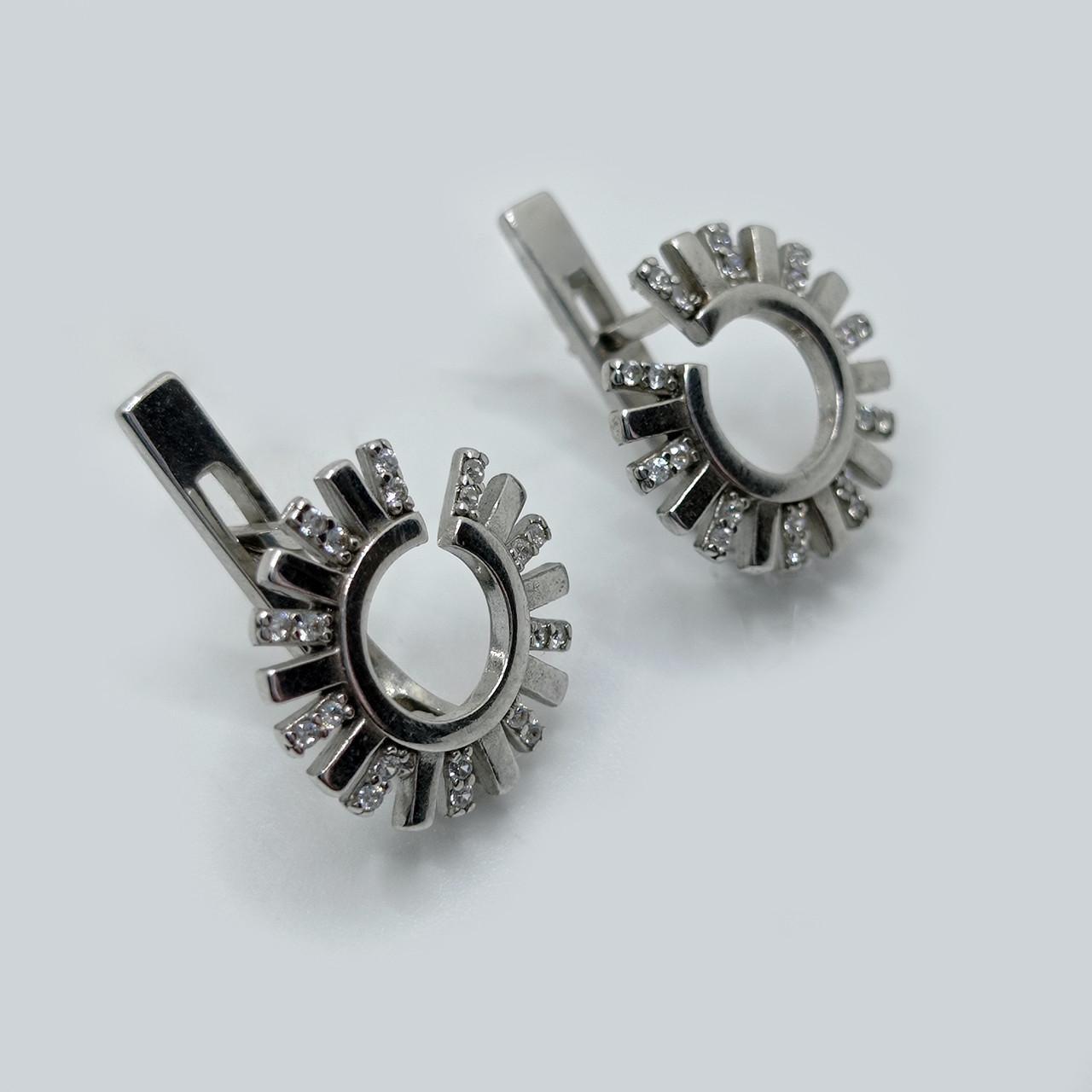 Серьги с белыми камнями серебро родий 925° 4,14 г (1026с)