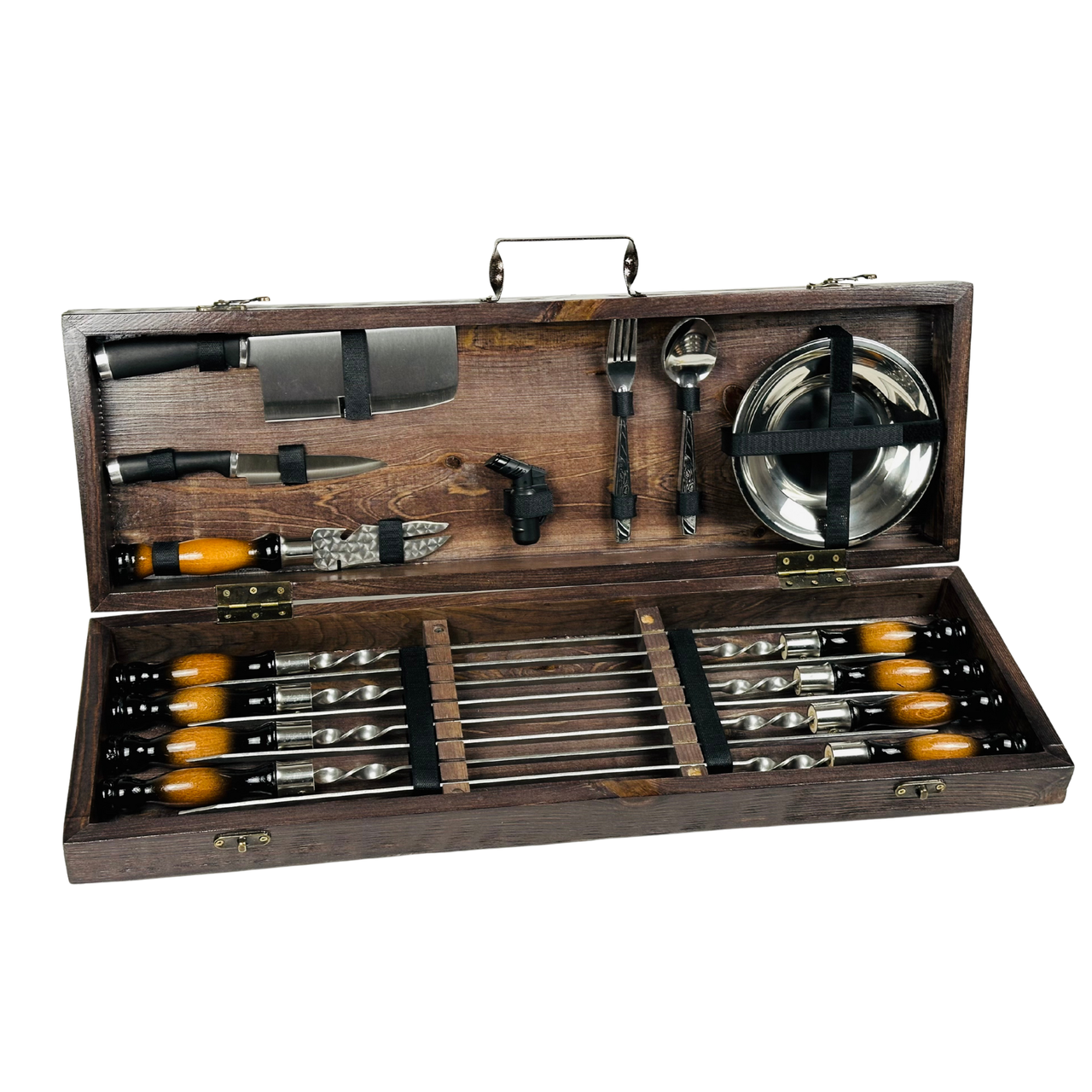 Подарунковий набір шампурів Голд з дерев'яними ручками в подарунковому ящику