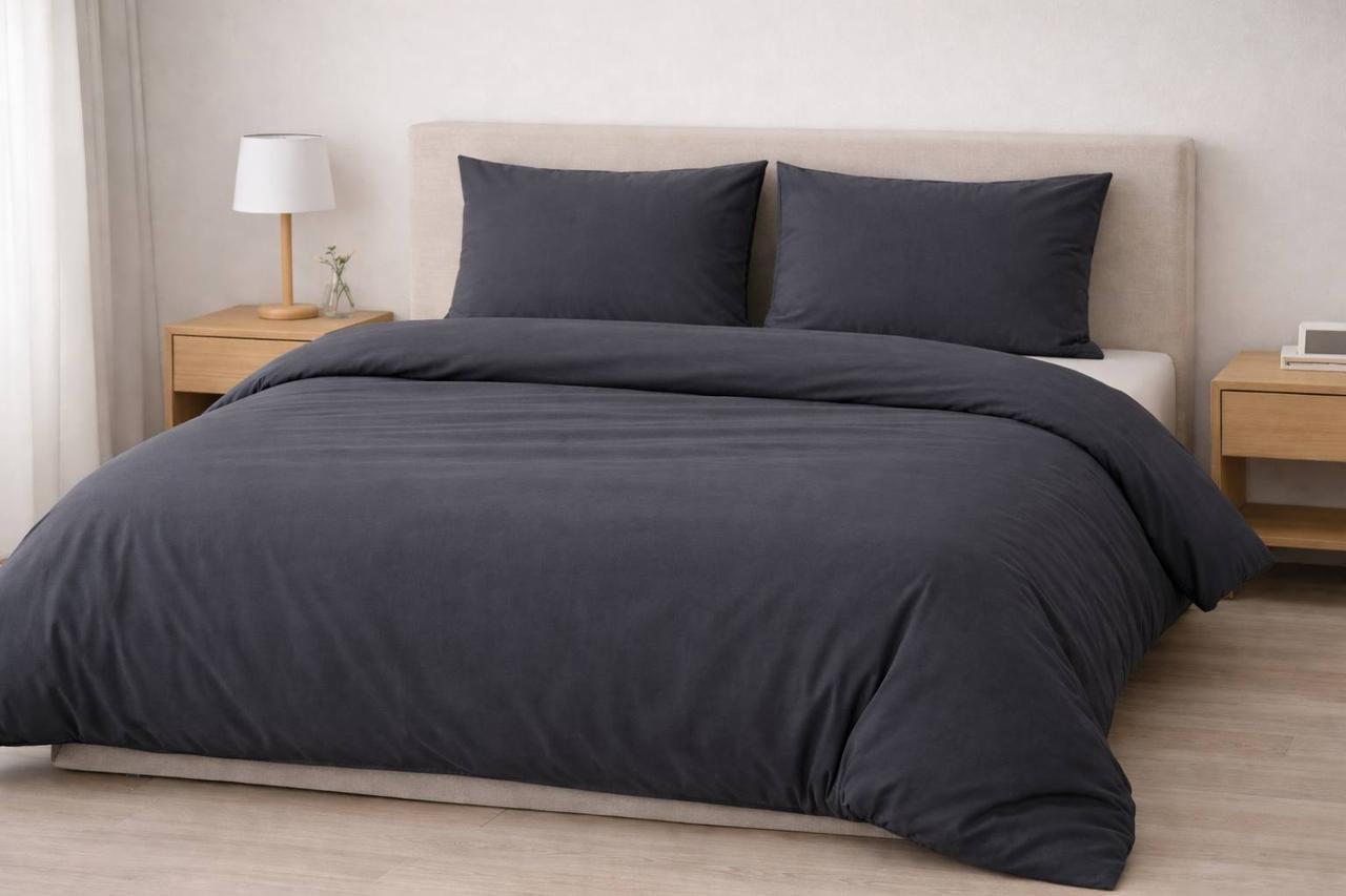 Комплект постельного белья Мокрый хлопок однотонный 200х220 см (2944565327)