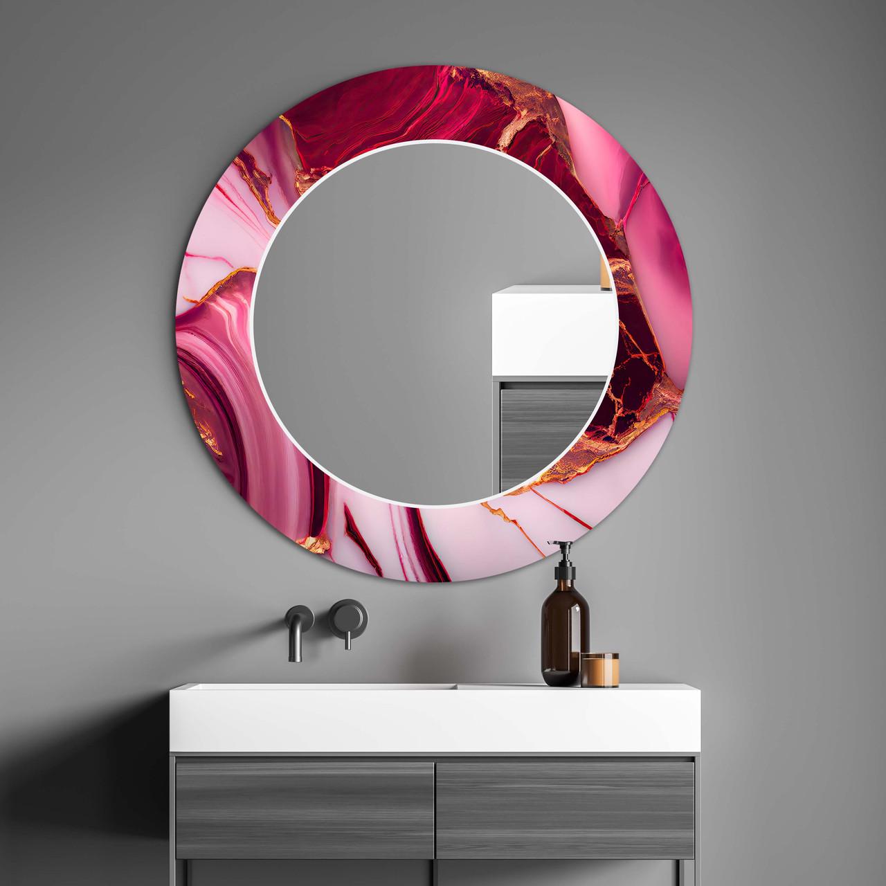 Зеркало на стену NovellaPrint с рисунком мрамора круглое 60 см (2013.2)