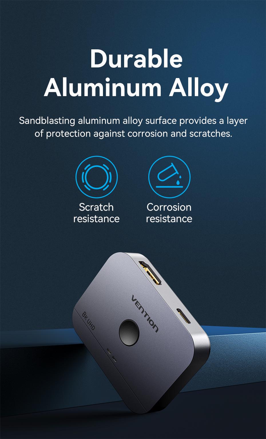 Перемикач Vention HDMI 8K 60Hz 4K 120Hz HDMI 2.1 двонаправлений HDR алюмінієвий Чорний (AKPB0) - фото 3 Перемикач Vention HDMI 8K 60Hz 4K 120Hz HDMI 2.1 двонаправлений HDR алюмінієвий Чорний (AKPB0) - фото 3