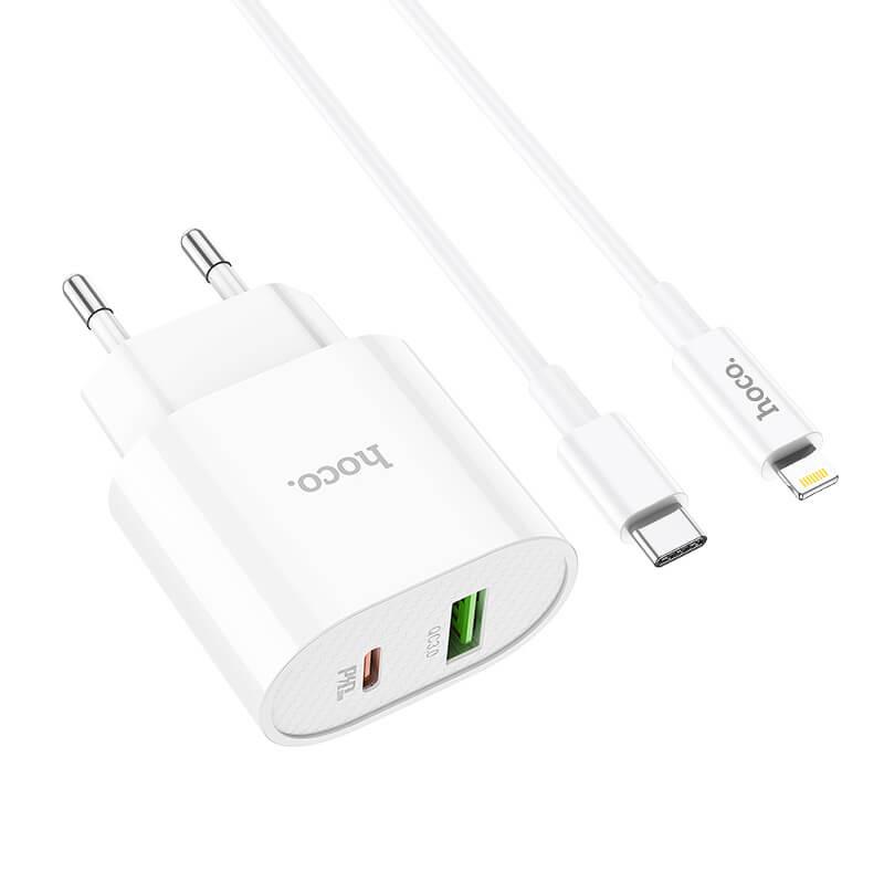 Зарядний пристрій Hoco Type-C to Lightning Cable Lineal C95 A 1 USB 1 Type-C PD/QC 20W 3 A (536463)