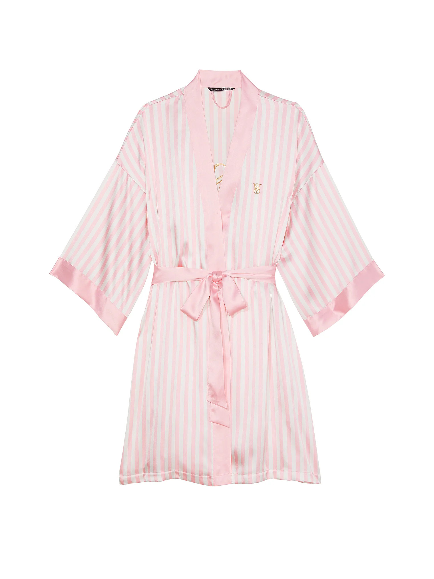 Халат жіночий Victoria's SecretThe Tour '23 Iconic Pink Stripe Robe сатин у смужку M/L Рожевий (17789895) - фото 3