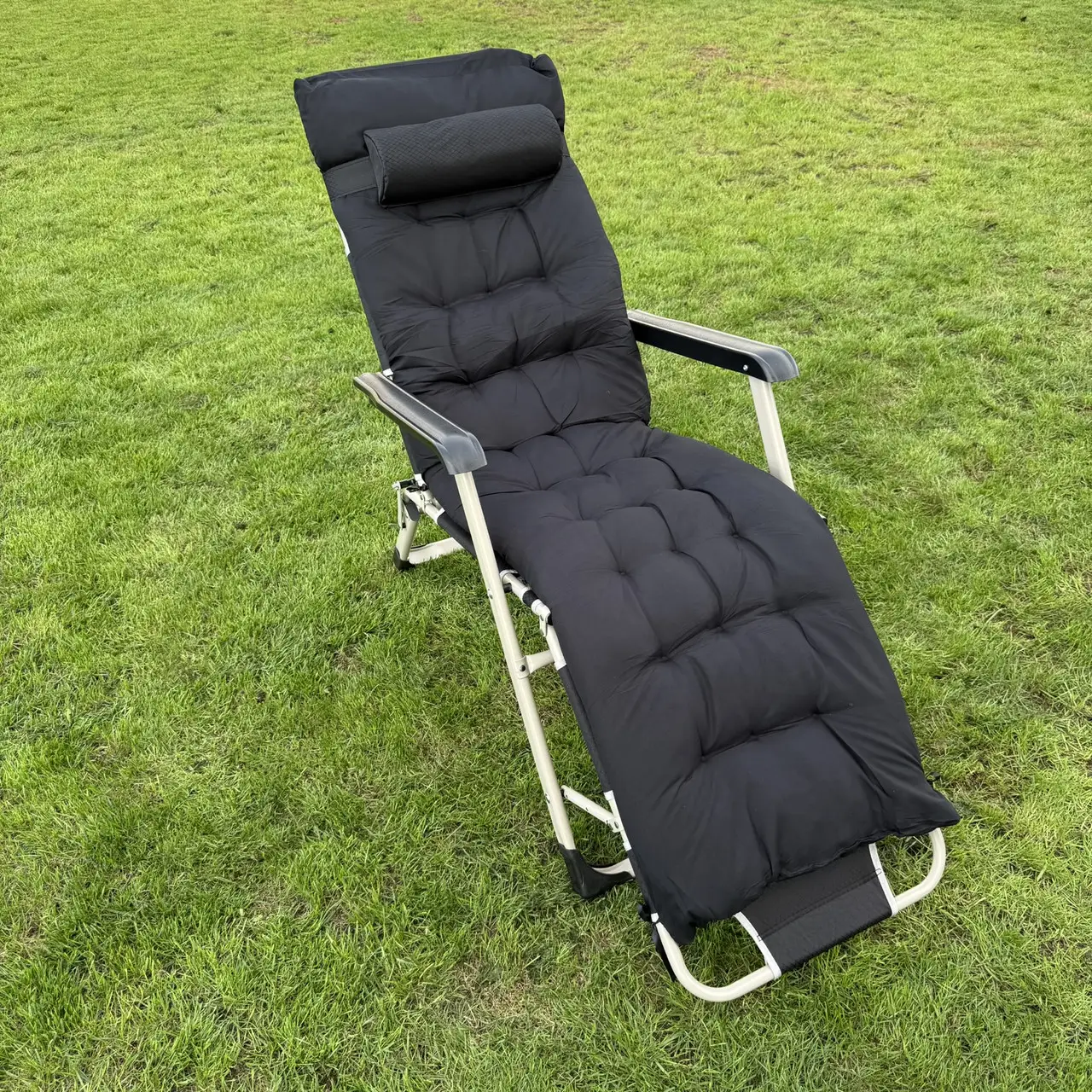 Шезлонг садовый тканевый с матрасом Garden Серый/Черный - фото 4 Шезлонг садовый тканевый с матрасом Garden Серый/Черный - фото 4