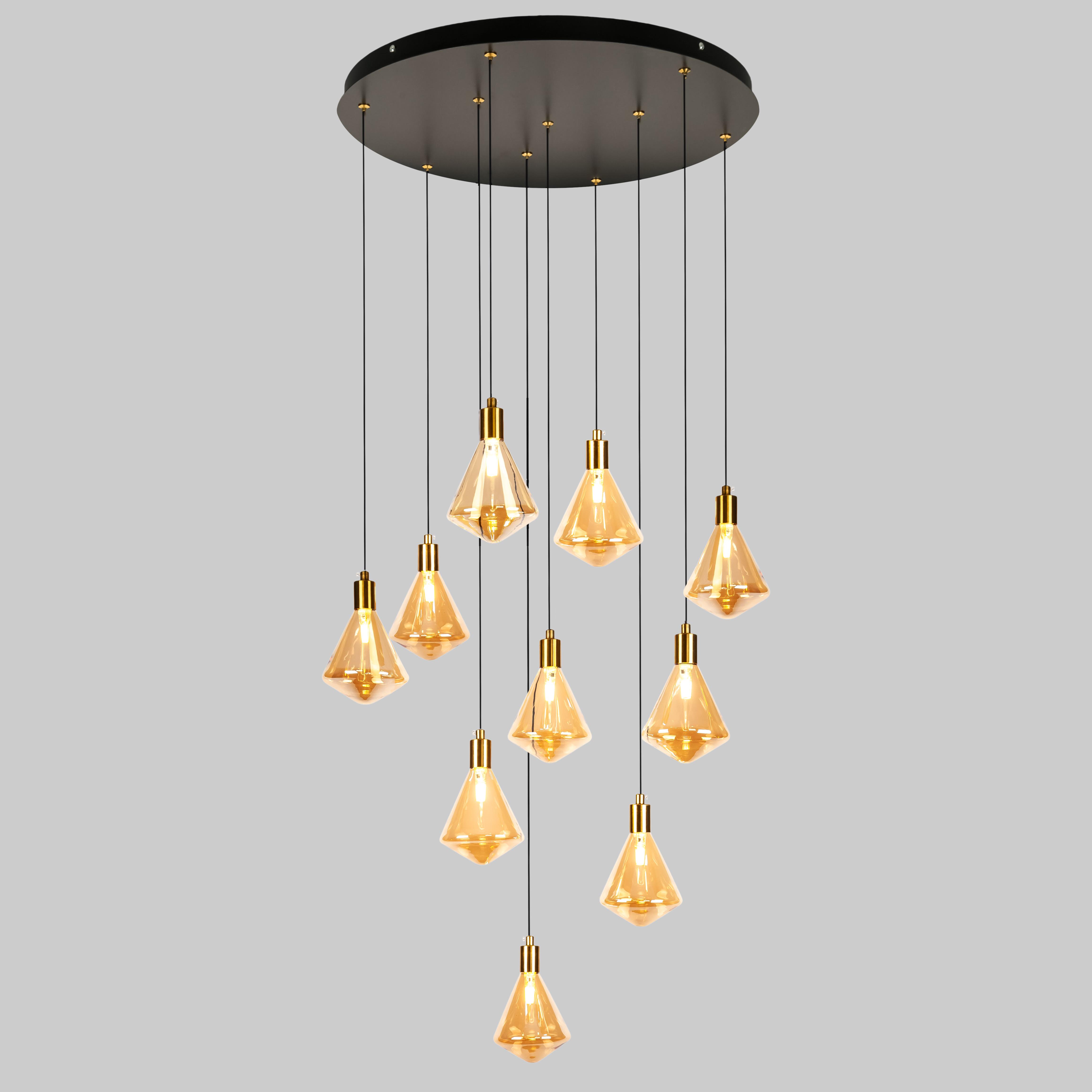 Люстра з кавовими плафонами на 10 ламп (99-103F-10 (500R) AB+AM)