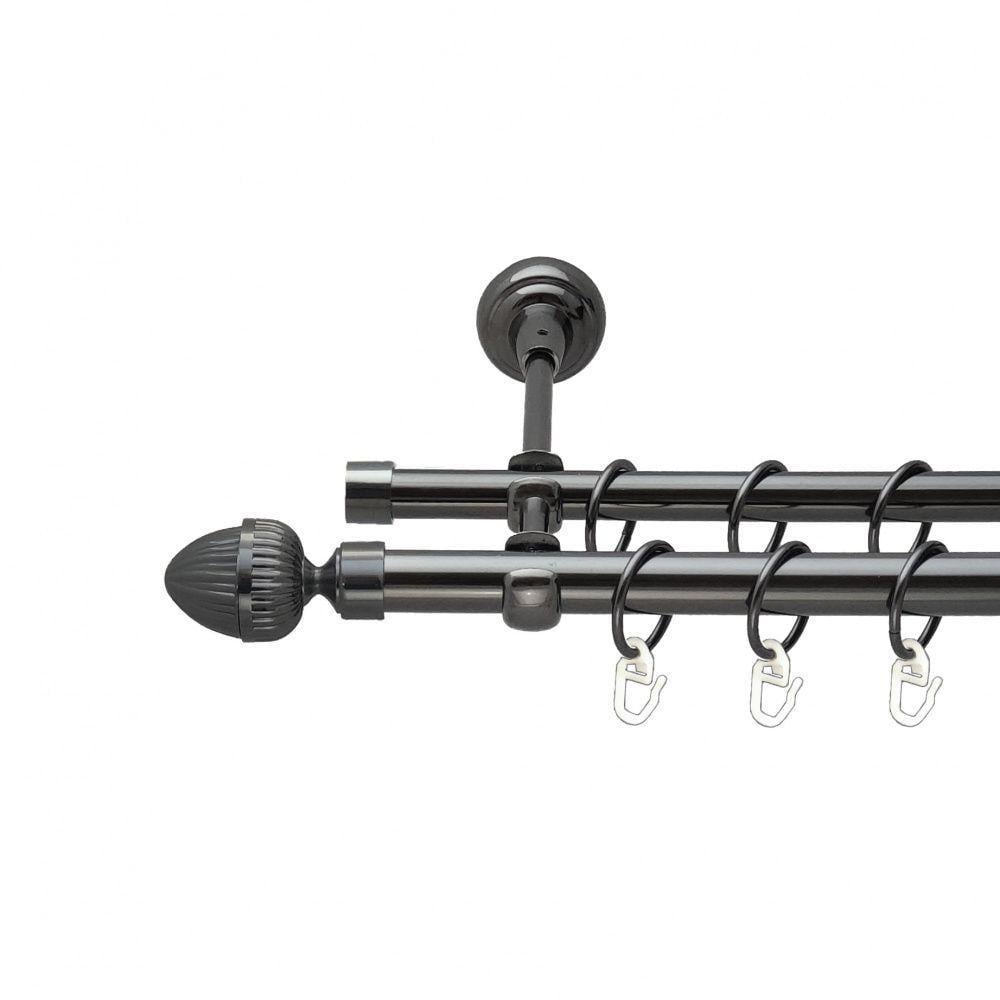 Карниз Orvit Одеон двухрядный гладкий 19\16 мм 300 см Оникс (00-00014892)