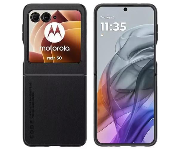 Кожаный чехол - накладка CODE Tactile Experience для Motorola Razr 50 Ultra / Razr+ 2024 Черный