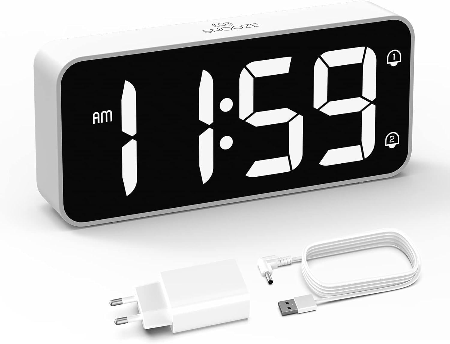 Будильник сетевой цифровой HOMVILLA с USB-зарядкой и регулируемой яркостью (9/794)