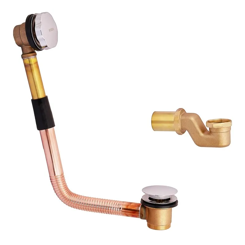 Сифон для ванни KOER BD-01-01 1 1/2" автоматичний Click-Clack з переливом без ревізії Хром (KR5196)