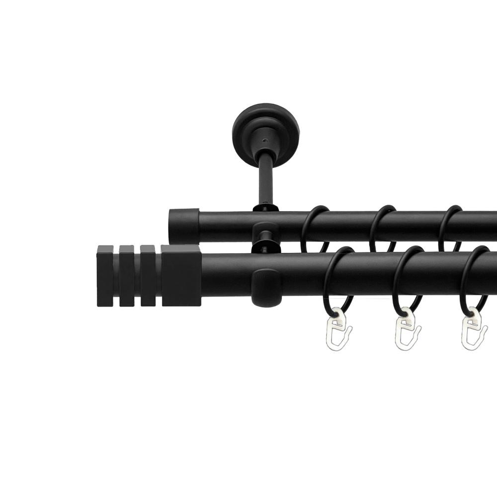 Карниз Orvit Акорда металевий дворядний відкритий гладка труба кільце металеве 25/19 мм 300 см Чорний Оксамит (00-00025555)